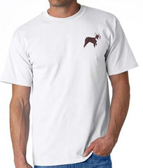 Boston Terrier Custom Machine Embroidered Mens Tshirt