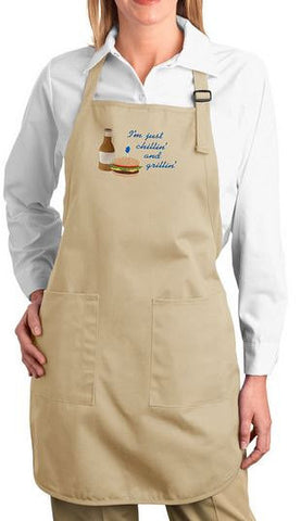 I'm Just Chillin' and Grillin' Embroidered Cooking Apron