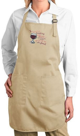 I Love Cooking with wine... sometimes I even put it in the food" Embroidered Apron